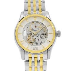 Oris Artelier Skeleton Steel Gold PVD Automatic Mens Watch 734-7670-4351MB