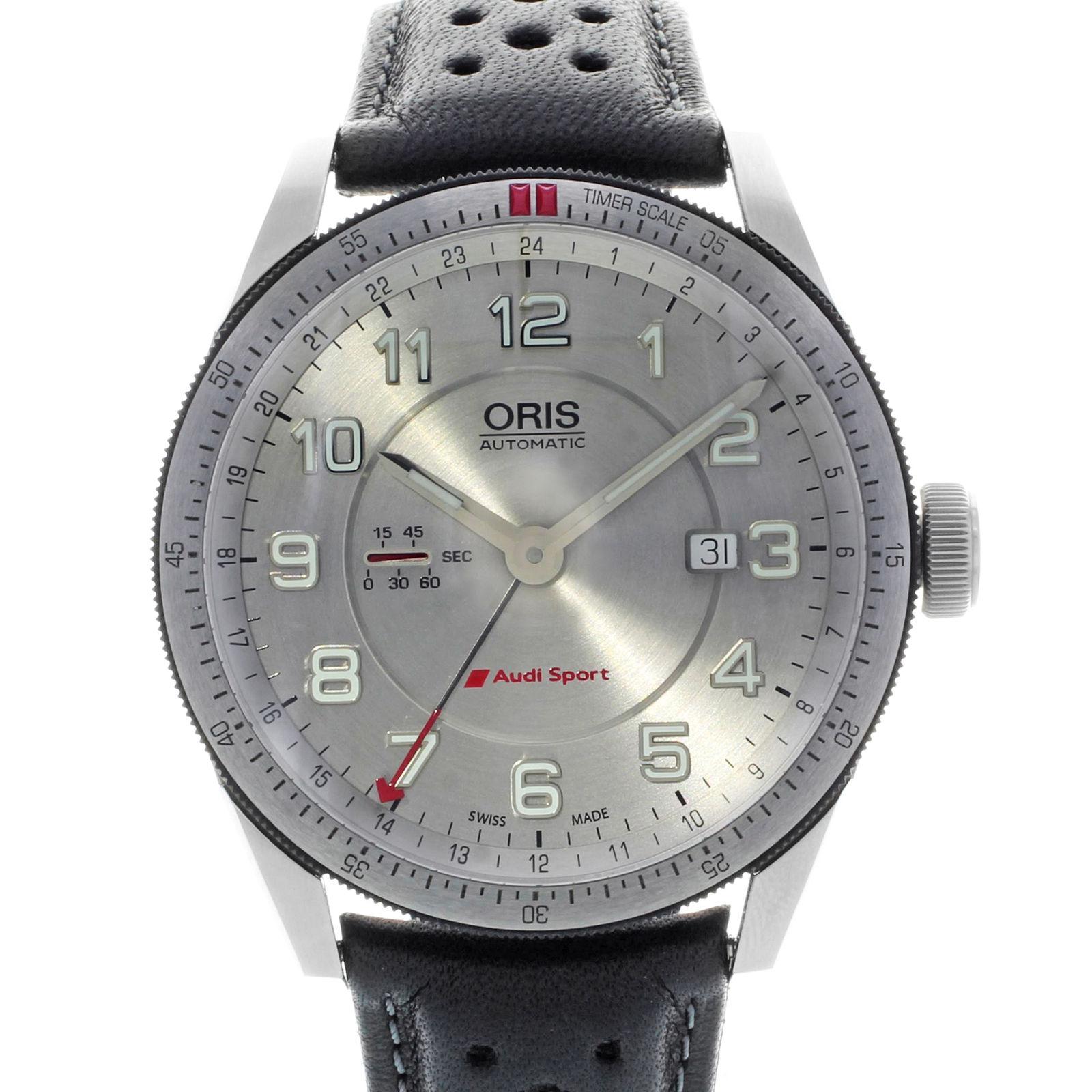(20975)
This pre-owned Oris Artix 747-7701-4461LS is a beautiful men's timepiece that is powered by an automatic movement which is cased in a stainless steel case. It has a round shape face, date, multiple time zone, power reserve indicator dial and