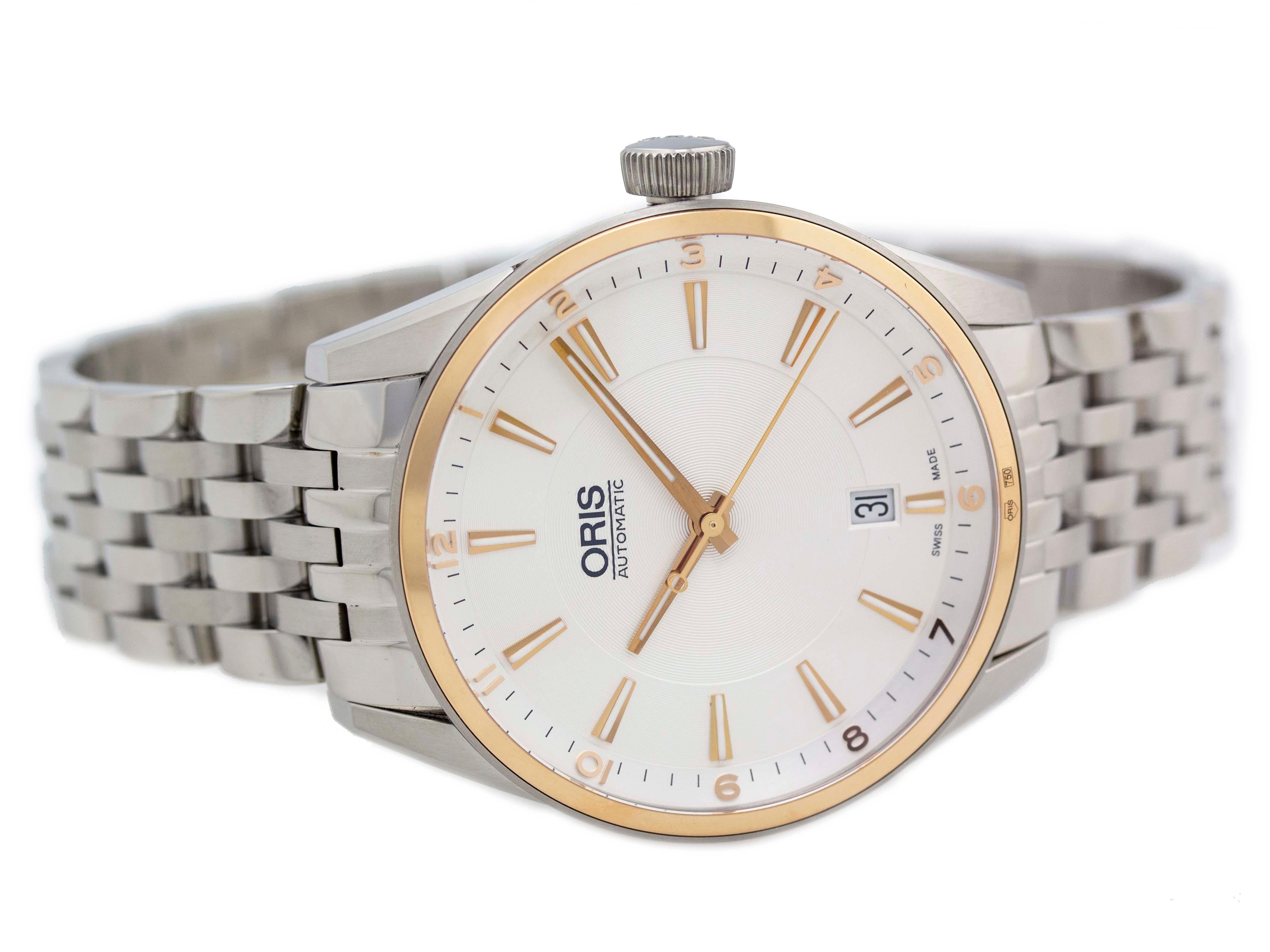 Oris Artix Date 01 733 7713 6331 07 8 19 80 In Excellent Condition For Sale In Willow Grove, PA