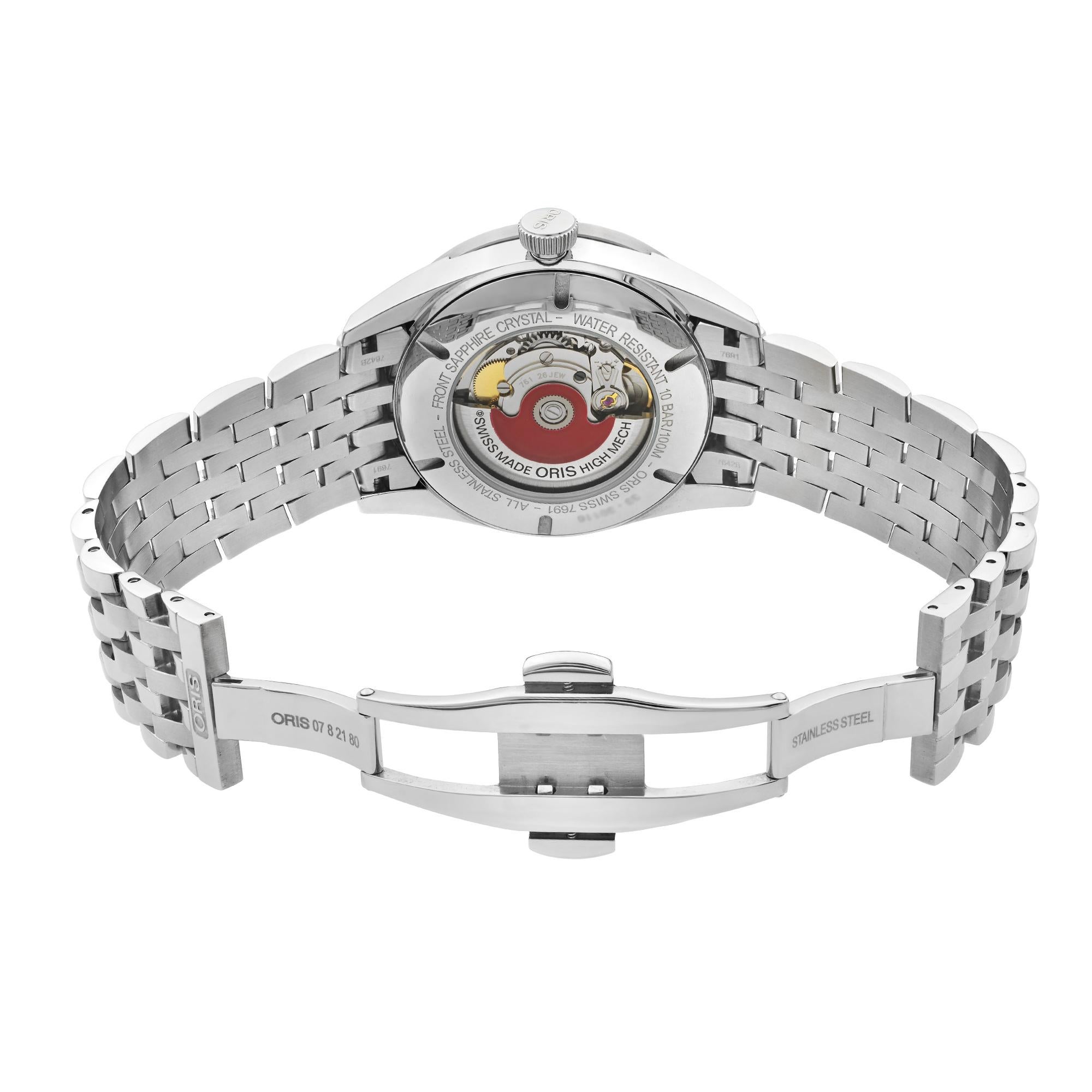 Oris Artix Pointer Monddatum Schwarzes Zifferblatt Herrenuhr 01 761 7691 4054-07 8 21 80 im Angebot 3
