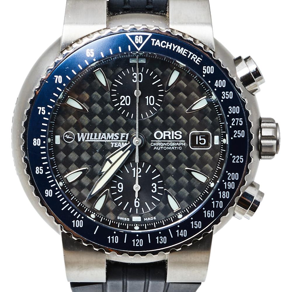 Oris Carbon Fiber Titanium Rubber Williams Limited Edition Men's Wristwatch 44  In Good Condition In Dubai, Al Qouz 2
