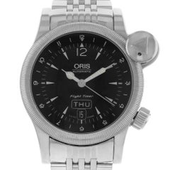 Oris Flight Timer Black Dial Day Date Steel Automatic Mens Watch 63575684064