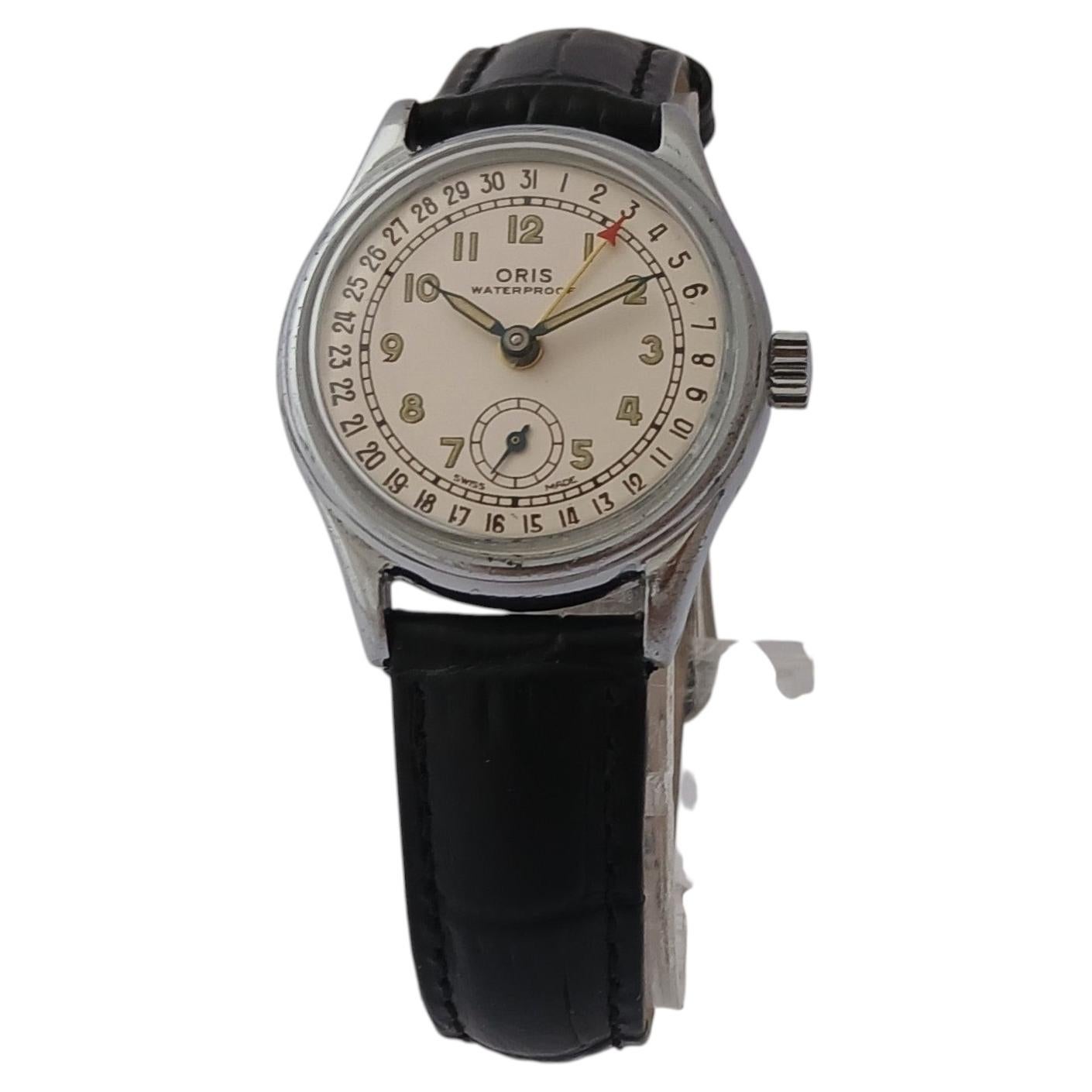 Oris Uhr mit Zeigerdatum und kleiner Sekunde, weißes Zifferblatt, 32 mm, Handaufzugswerk