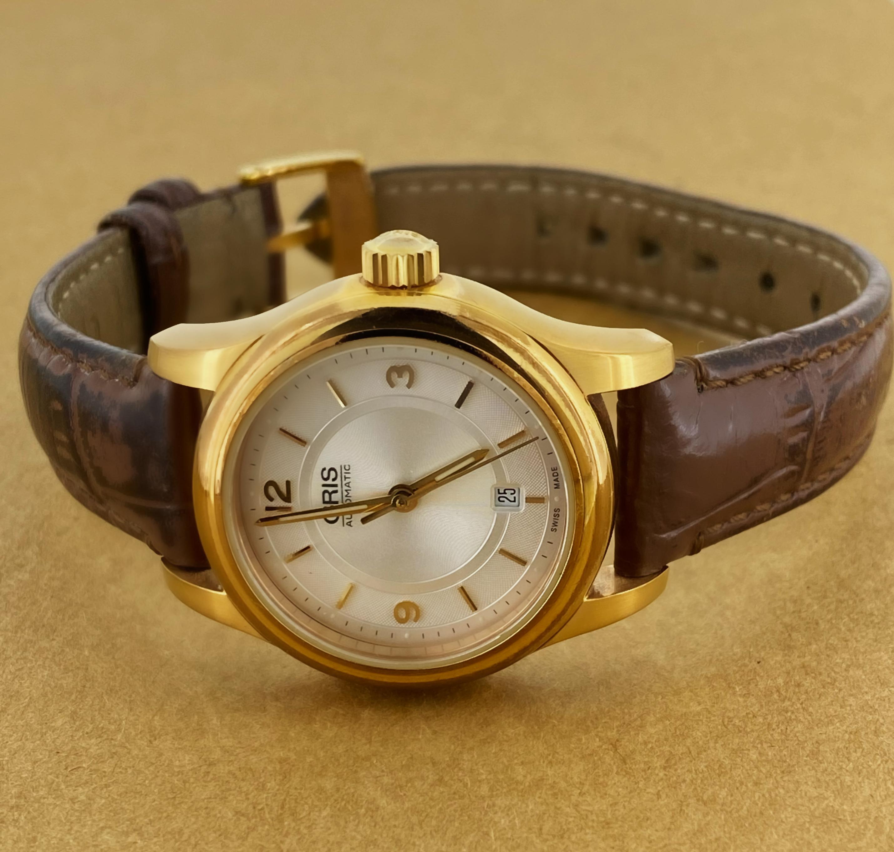 Oris Ref 7650-48 18K Roségold-Damenuhr mit Automatik 28.5 mm mit Datum im Zustand „Hervorragend“ in MELBOURNE, AU