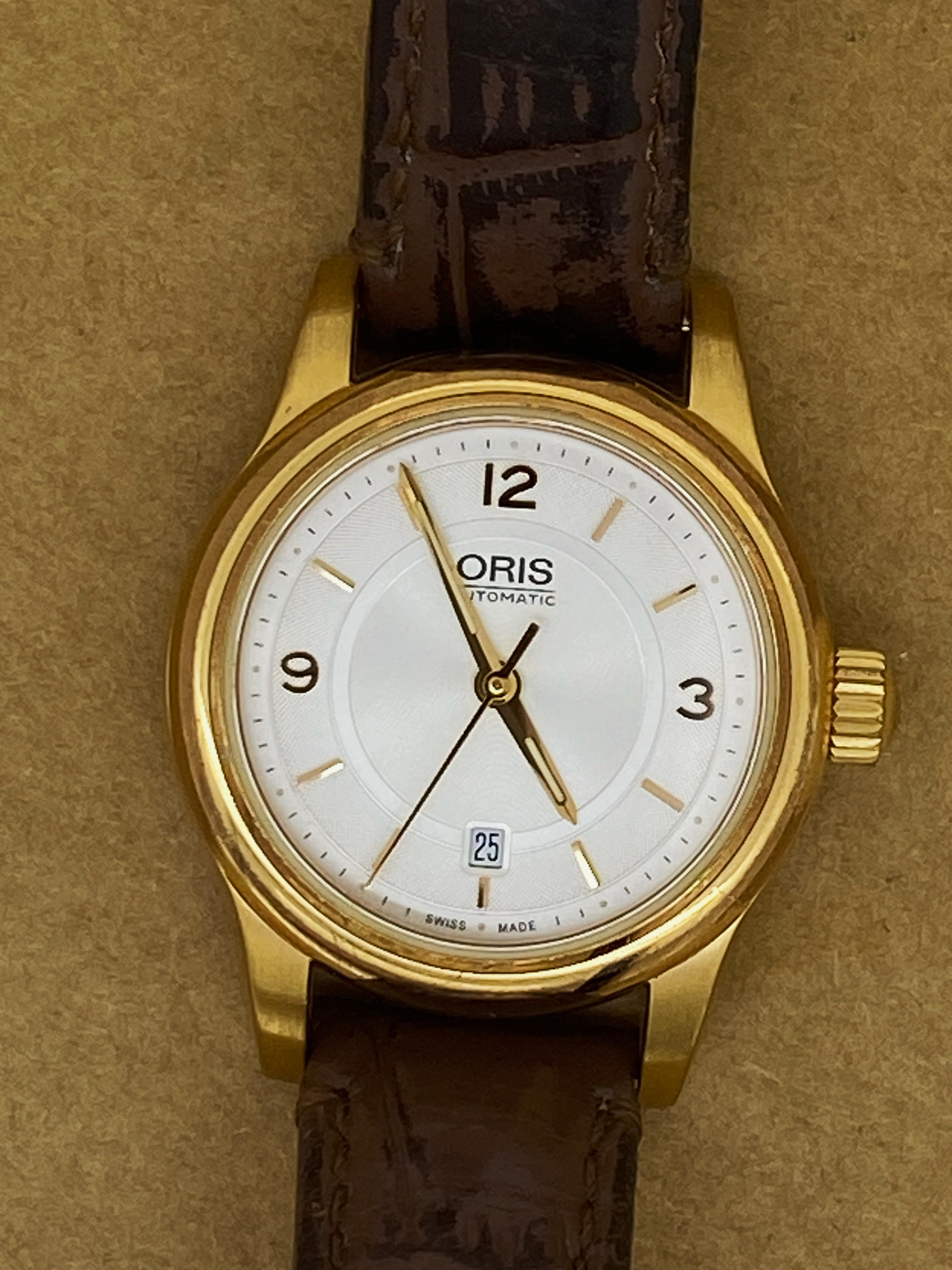 Oris Ref 7650-48 18K Roségold-Damenuhr mit Automatik 28.5 mm mit Datum 6