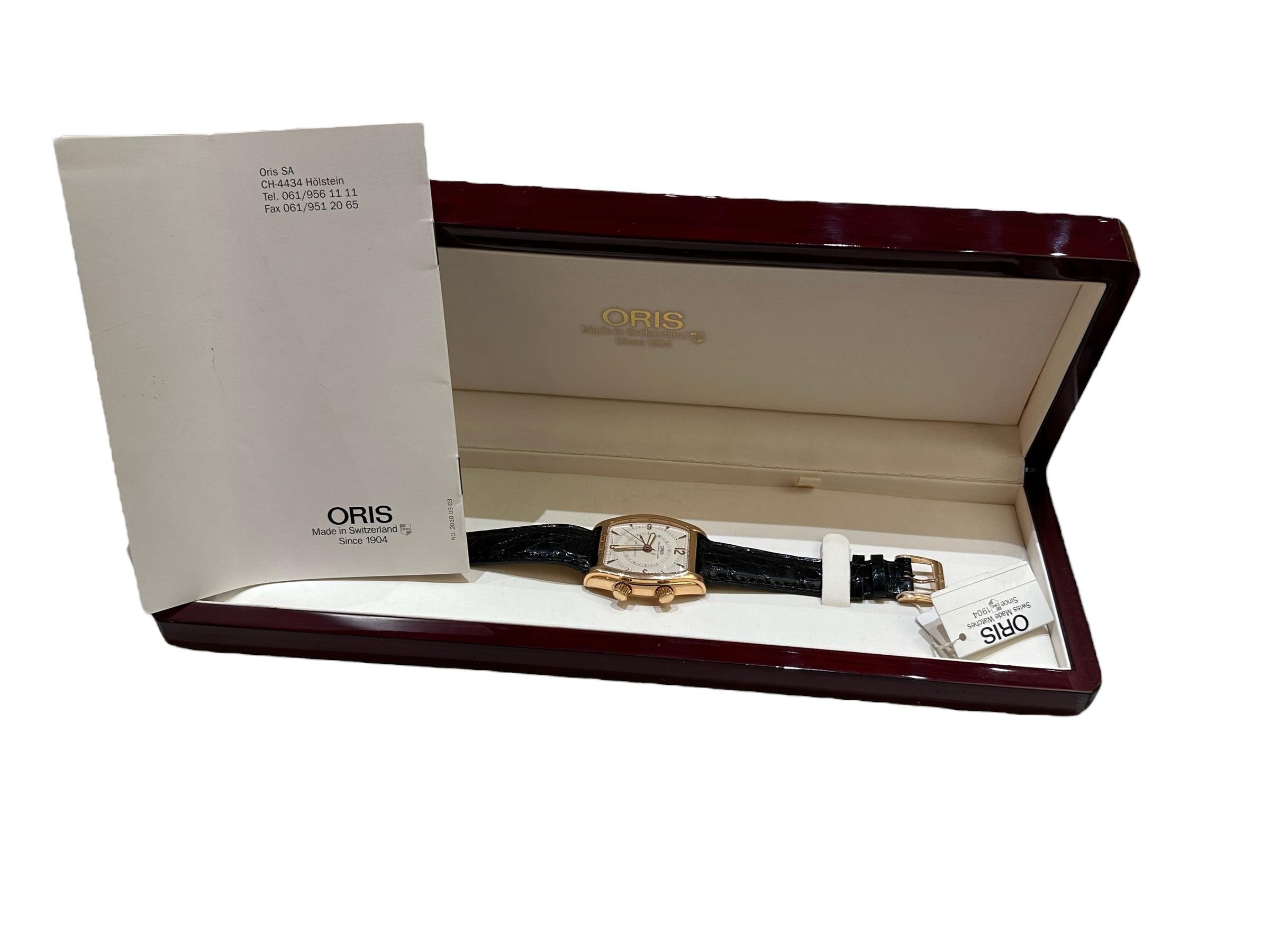 Oris Reveil Limited Edition Mechanical Alarm 18kt Gold, New with Box & Papers For Sale 9
