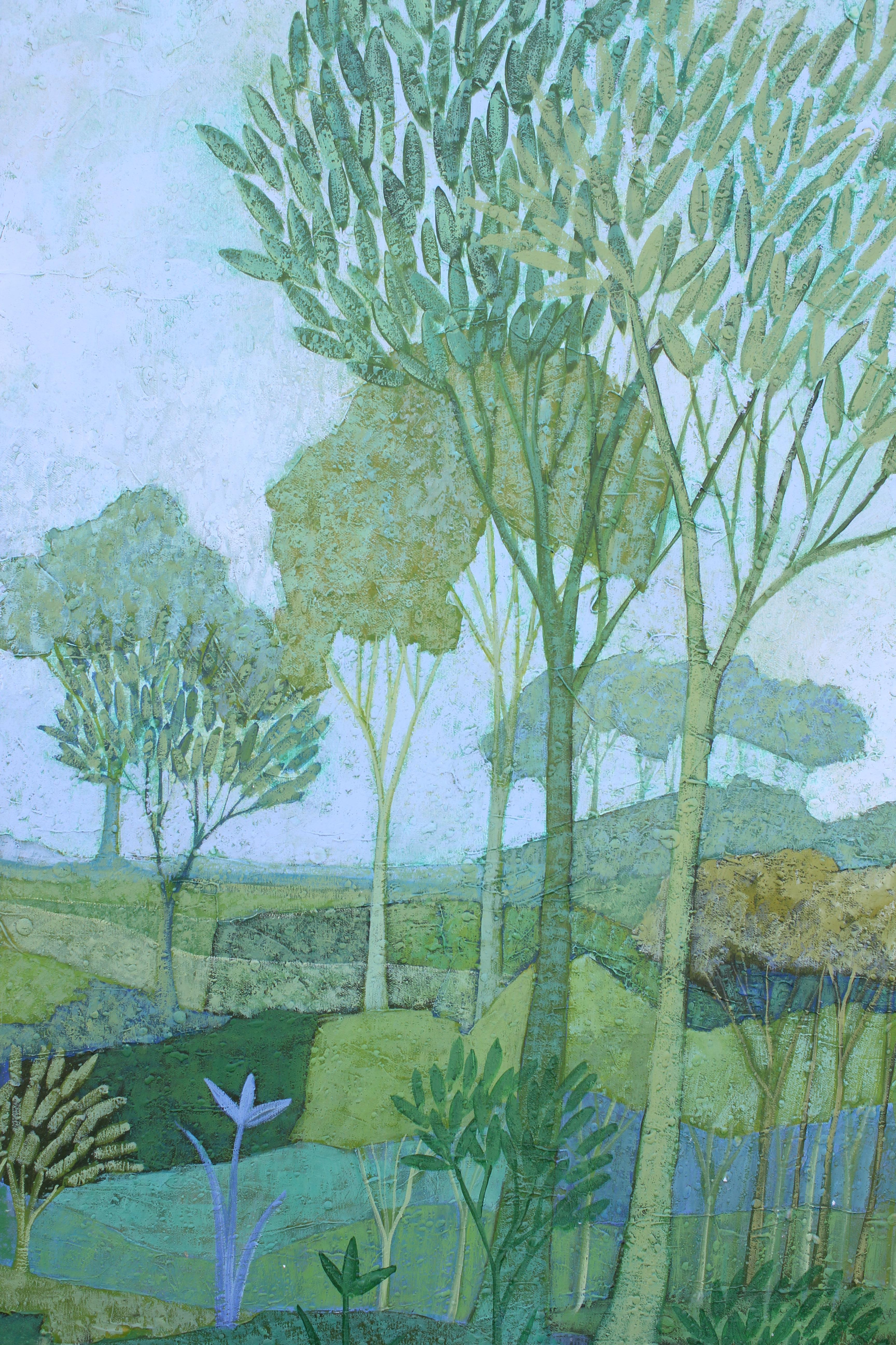 blue-green landscape painting