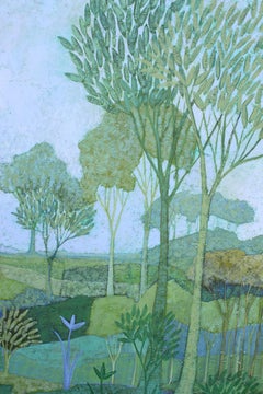 Blue, Green and Purple Tonal Landscape Painting