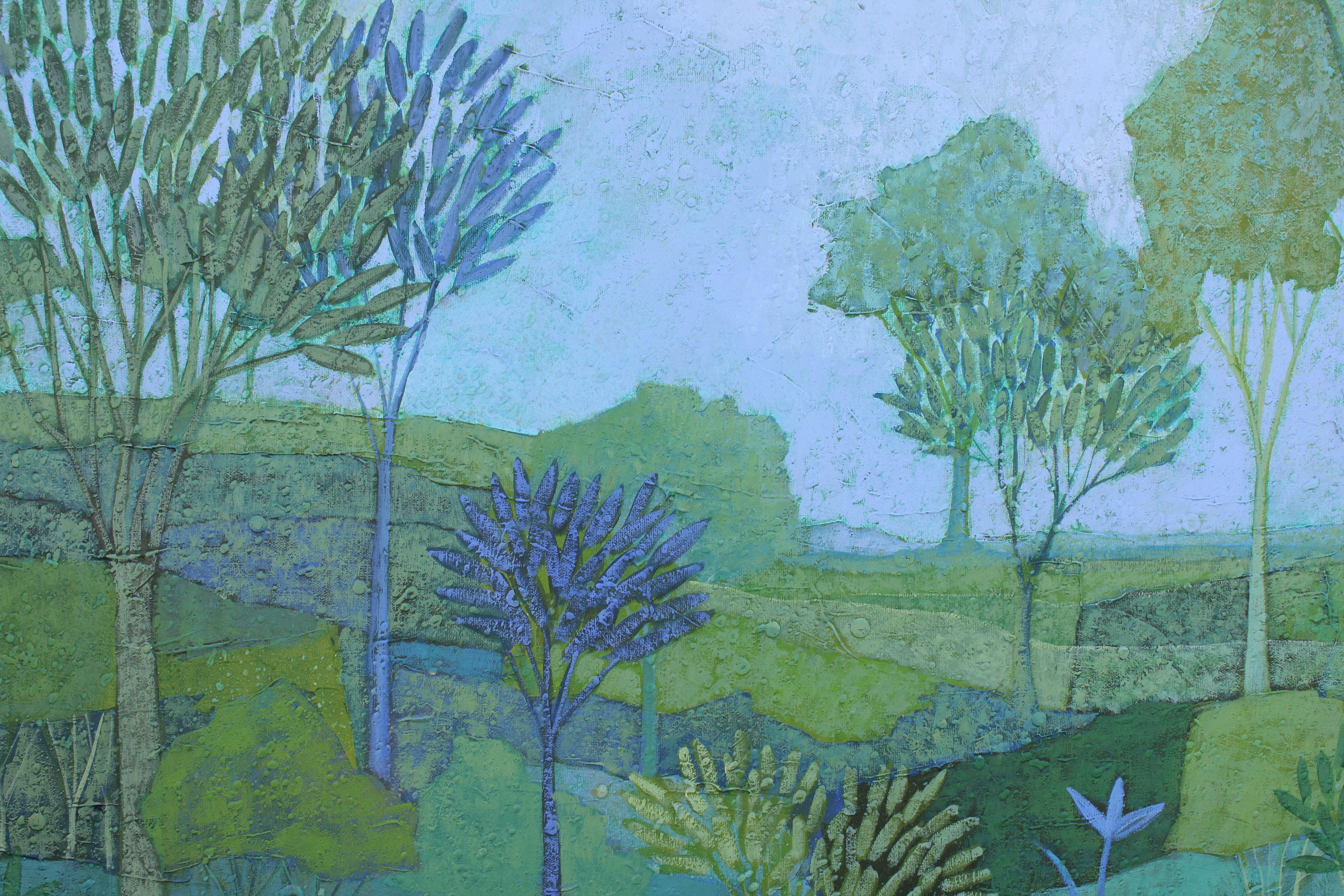 blue green landscape painting