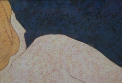 Modern Abstract Reclining Female Nude Textured Painting