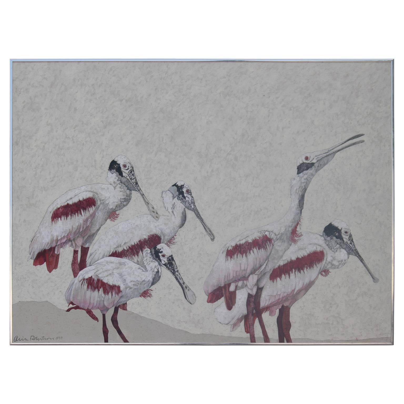 Oris Robertson Animal Painting - Roseata Spoonbill Painting