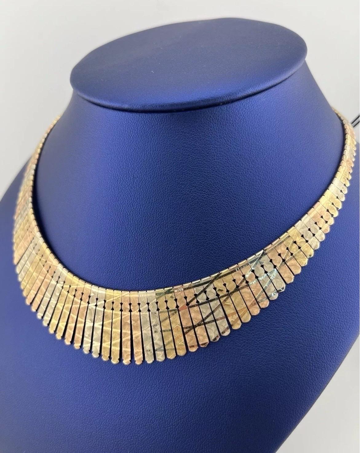 Oritals 14k Collier à franges tricolore jaune, rose et blanc en vente 3
