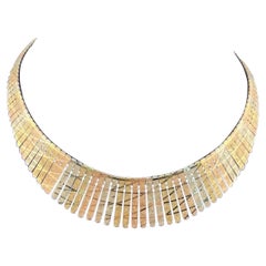 Oritals 14k Tri-Color Yellow Rose White Fringe Necklace