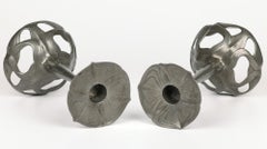 Orivit Exceptional Jugendstil Pair Pewter Floriform Candlesticks