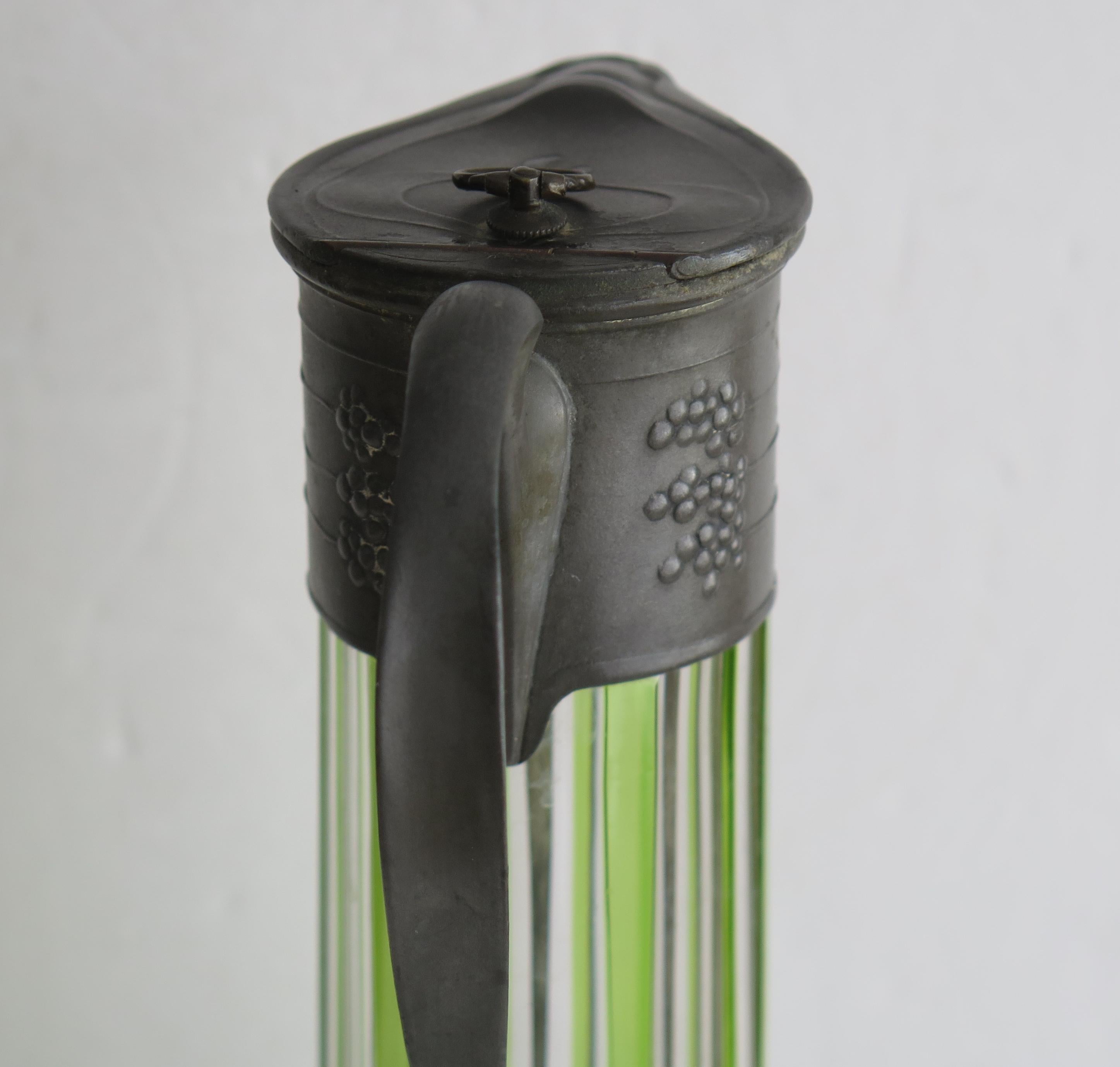 Grünes Glas mit Zinnbesatz für Claret-Krug vonivit, Jugendstil, Deutschland, 1900 im Angebot 2