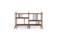 Customizable Modern Bookshelf Orizaba Horizontal, Solid wood, Valchromat, Metal
