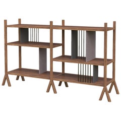 Estantería Moderna Personalizable Orizaba Horizontal, Madera maciza, Valcromato, Metal