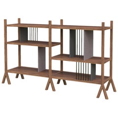 Orizaba Two Sided Bookcase Module A, Wood and Aluminium, Contemporary Design