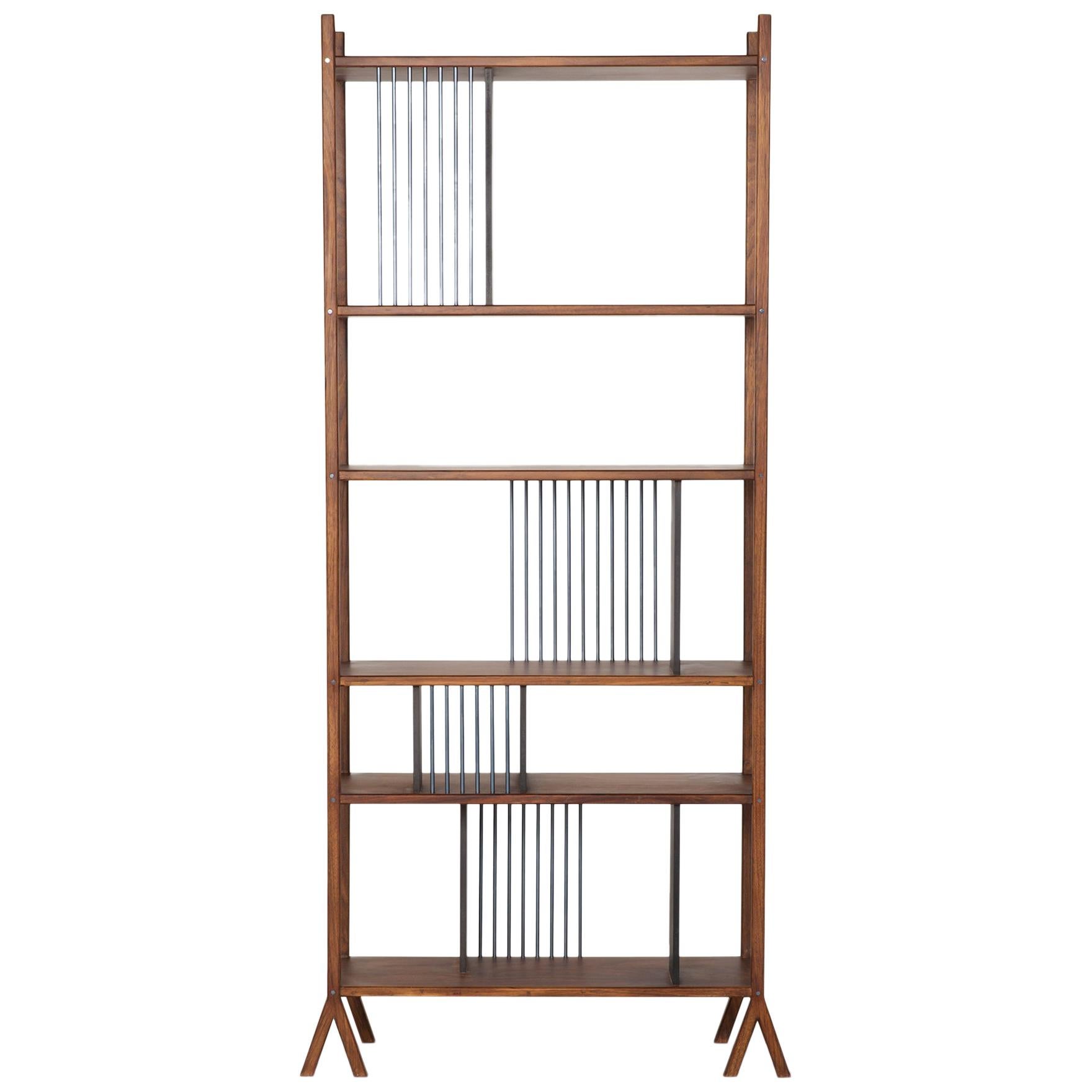 Orizaba Two Sided Bookcase Module B, Wood and Aluminium, Contemporary Design For Sale