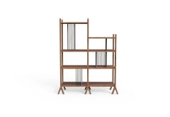 Estantería Moderna Personalizable Orizaba Escalonada, Madera maciza, Valcromato, Metal