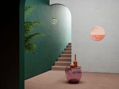 Orizon Rounded Hand Glazed Ceramic Mirror in Coral Pink