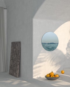 Orizon Rounded Hand Glazed Ceramic Mirror in Vivid Blue