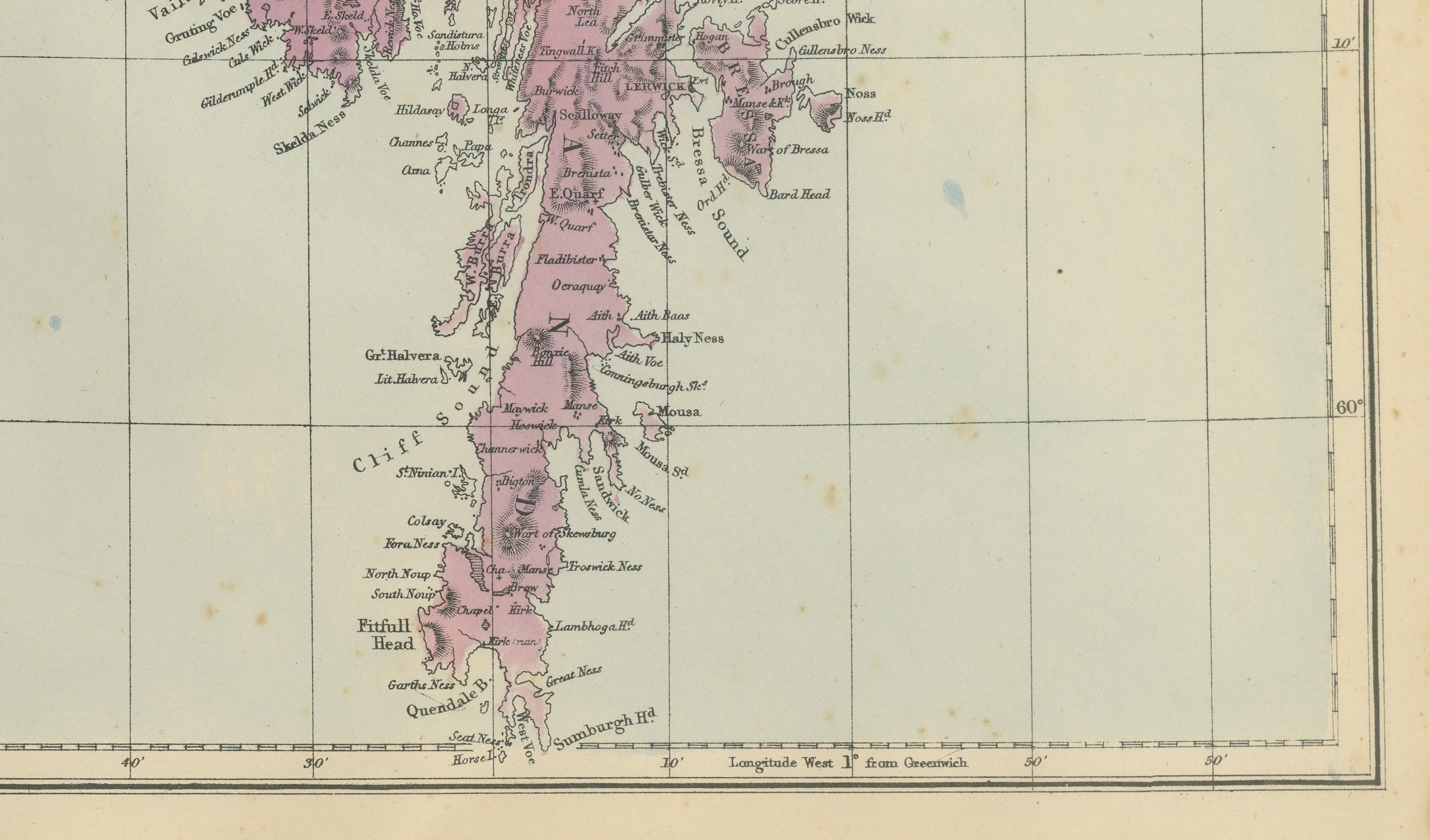 Orkney and Shetland Islands Map, Ordnance Survey, Bacon London 1885