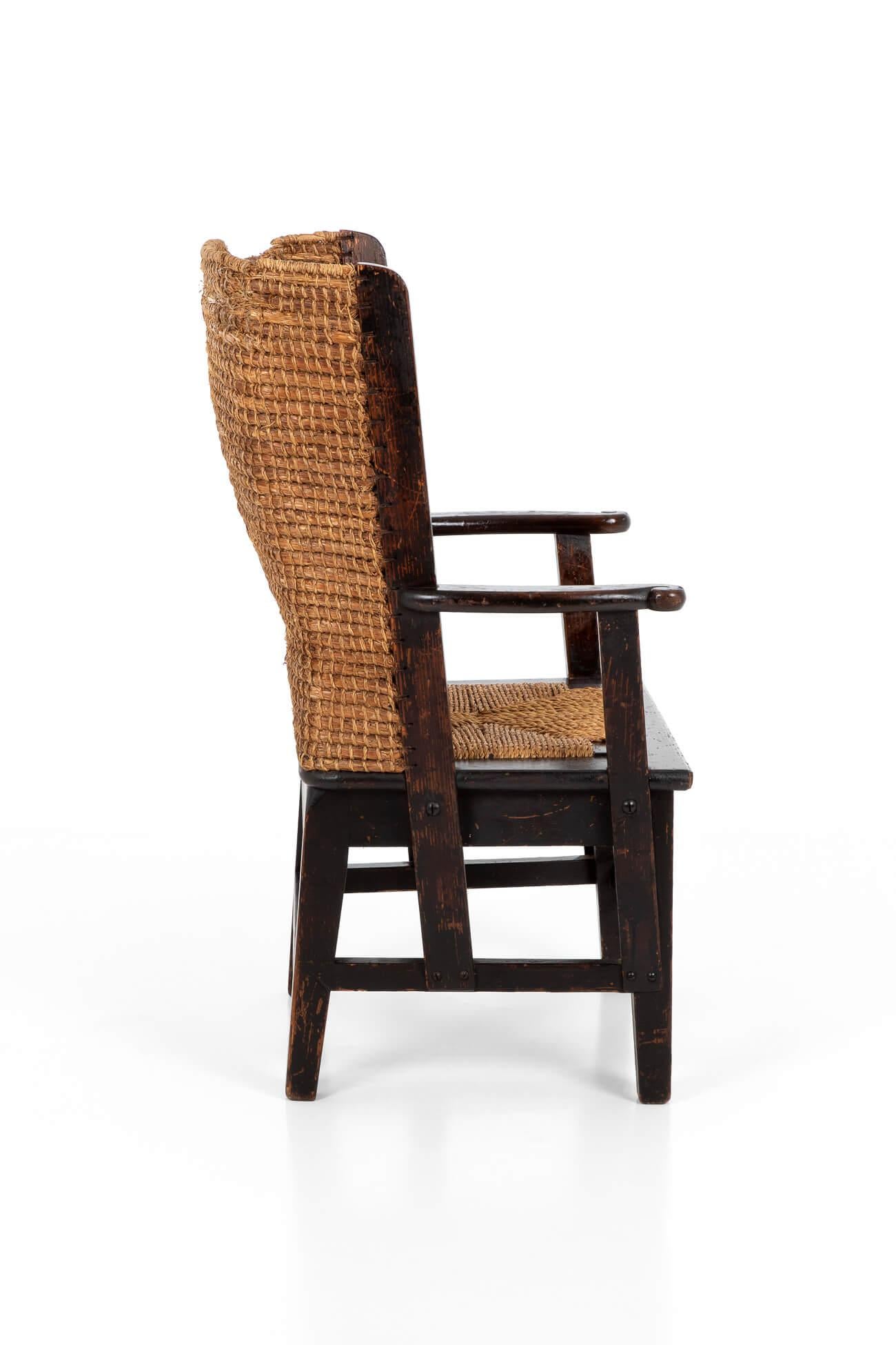Country Orkney Chair in Stained Scottish Pine, circa 1900