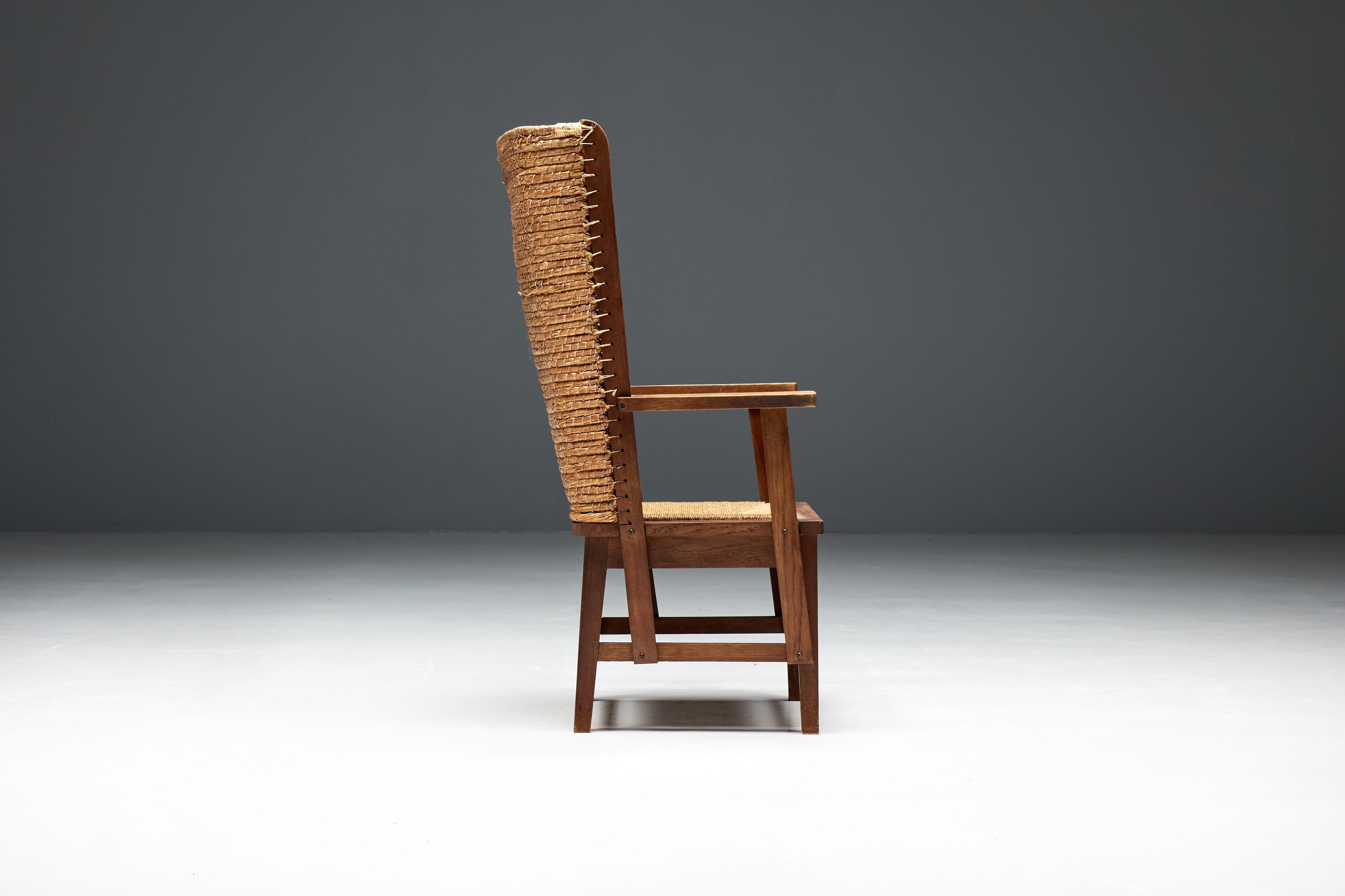 Scottish Orkney Chair in Wood and Oat Straw, Scotland, 19th Century For Sale