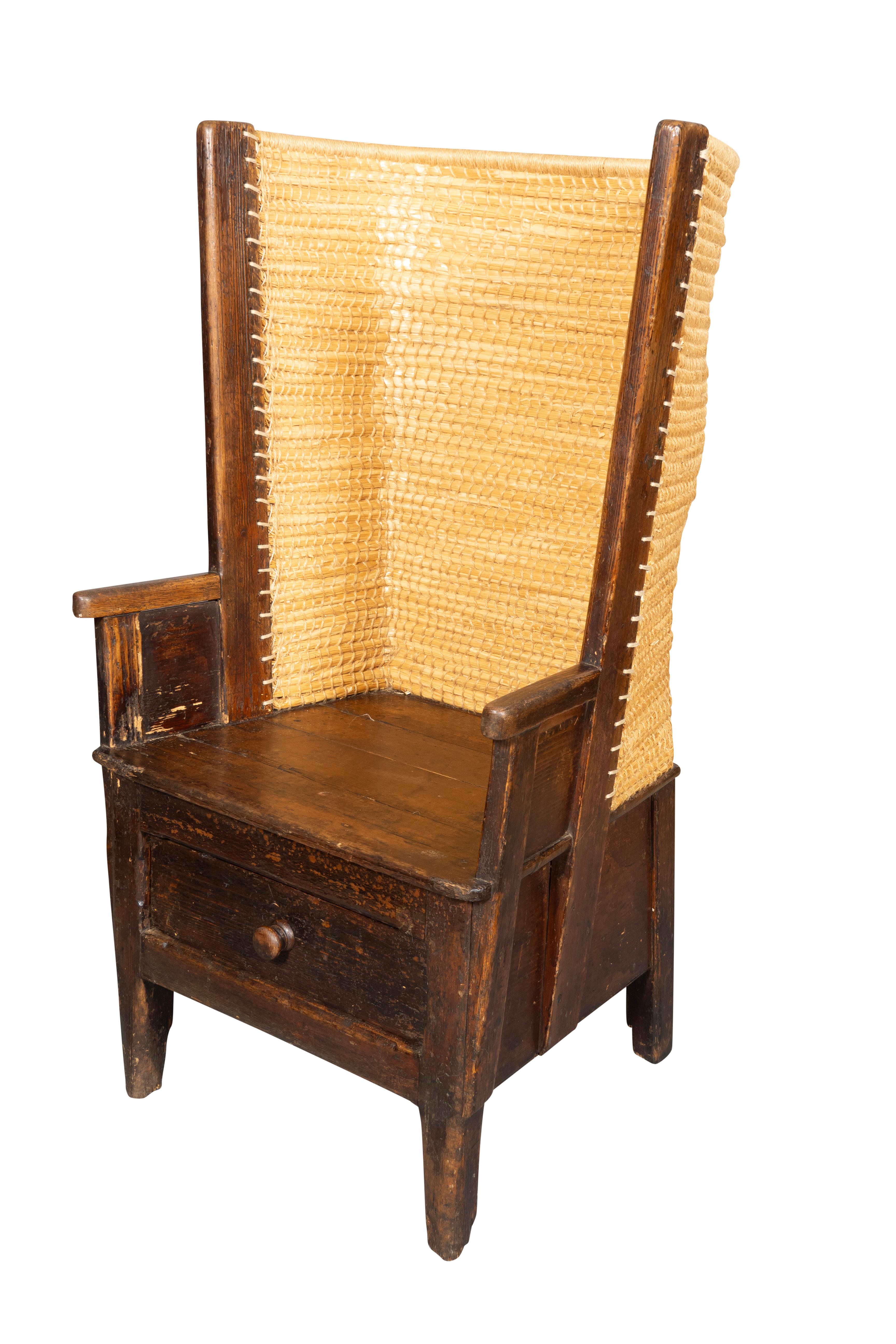 Fine XIX secolo Poltrona Wingback in pino dell'isola di Orkney in vendita