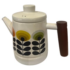Orla Kiely Enamel Teapot Coffee Teapot 1970s Designed Teak Handle