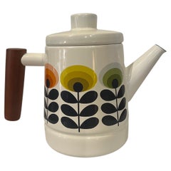 Orla Kiely Enamel Teapot Coffee Teapot 1970s Designed Teak Handle