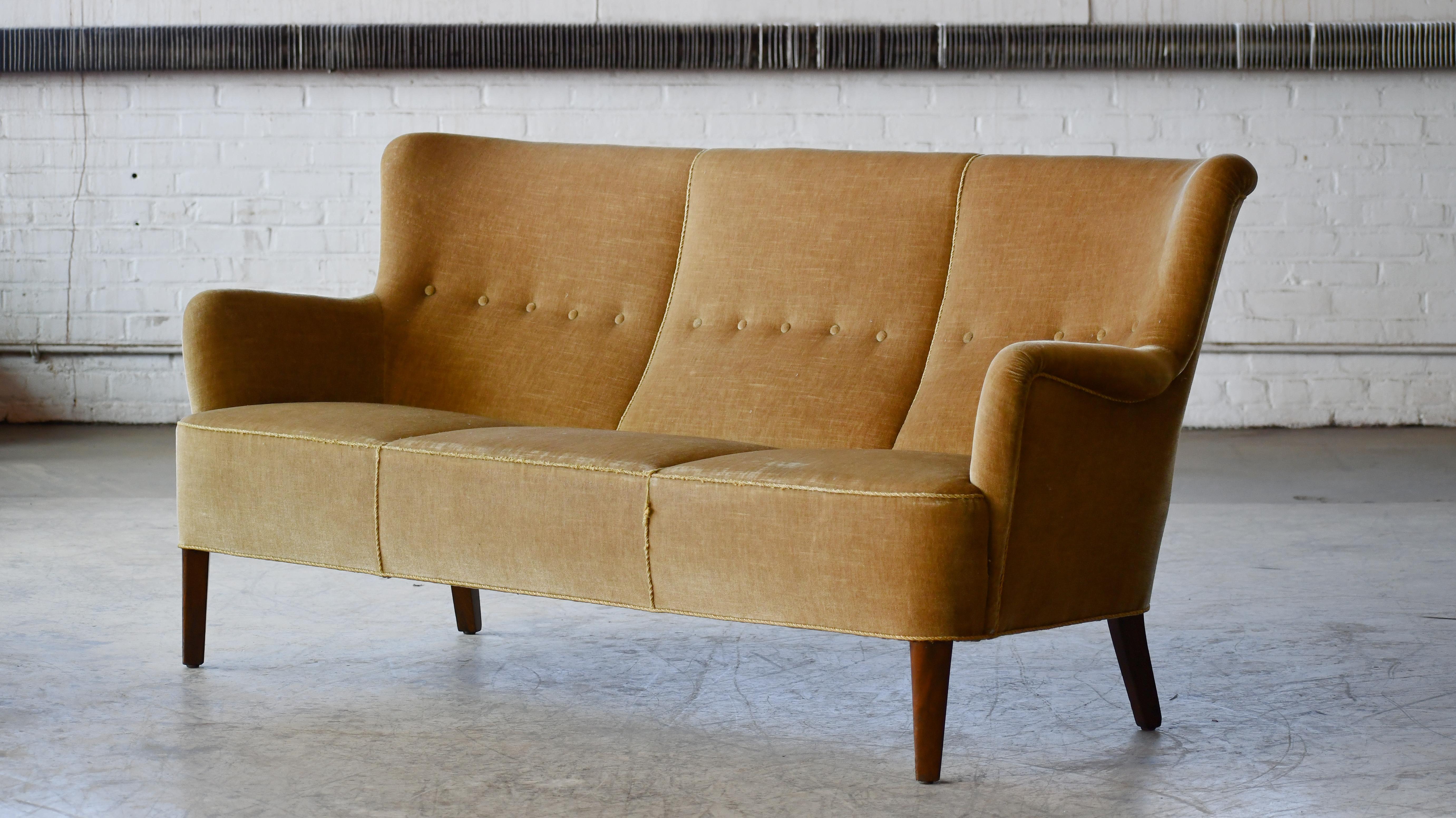 Mid-Century Modern Orla Mølgaard-Nielsen 3-Seat Sofa for Fritz Hansen, Denmark 1940s
