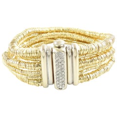 Orlandini 18 Karat Yellow and White Gold Diamond Multi-Strand Bracelet