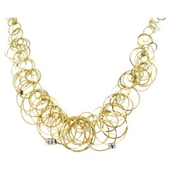Orlandini Diamond 18 Karat Two-Tone Gold Sparks Scintille Circle Link Necklace