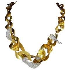 Orlandini-Halskette aus Gelb- und Weißgold mit weißen Diamanten