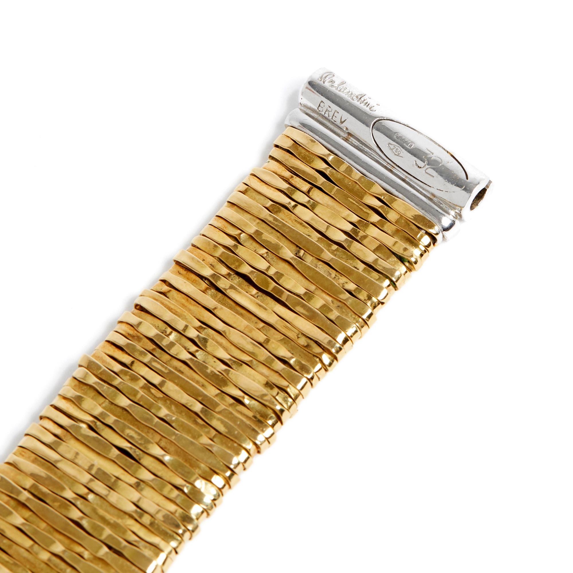 Brilliant Cut Orlandini Yellow Gold Mesh and diamonds bracelet