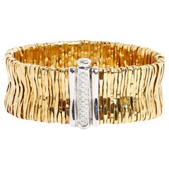 Orlandini Yellow Gold Mesh and diamonds bracelet