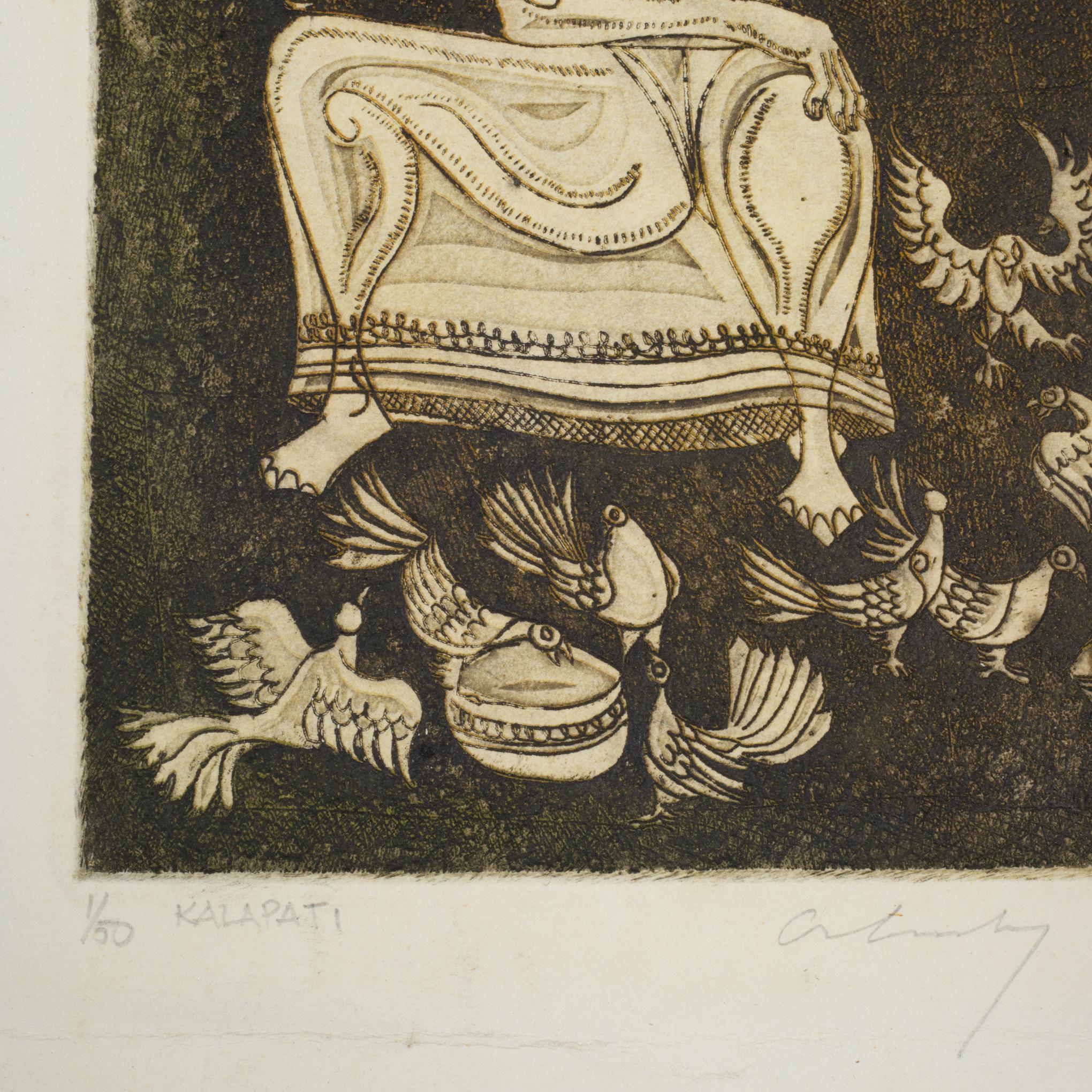 Orlando Castillo, Kalapati, TCHING ON PAPER, SIGNED, 1970-1975 (Moderne der Mitte des Jahrhunderts) im Angebot