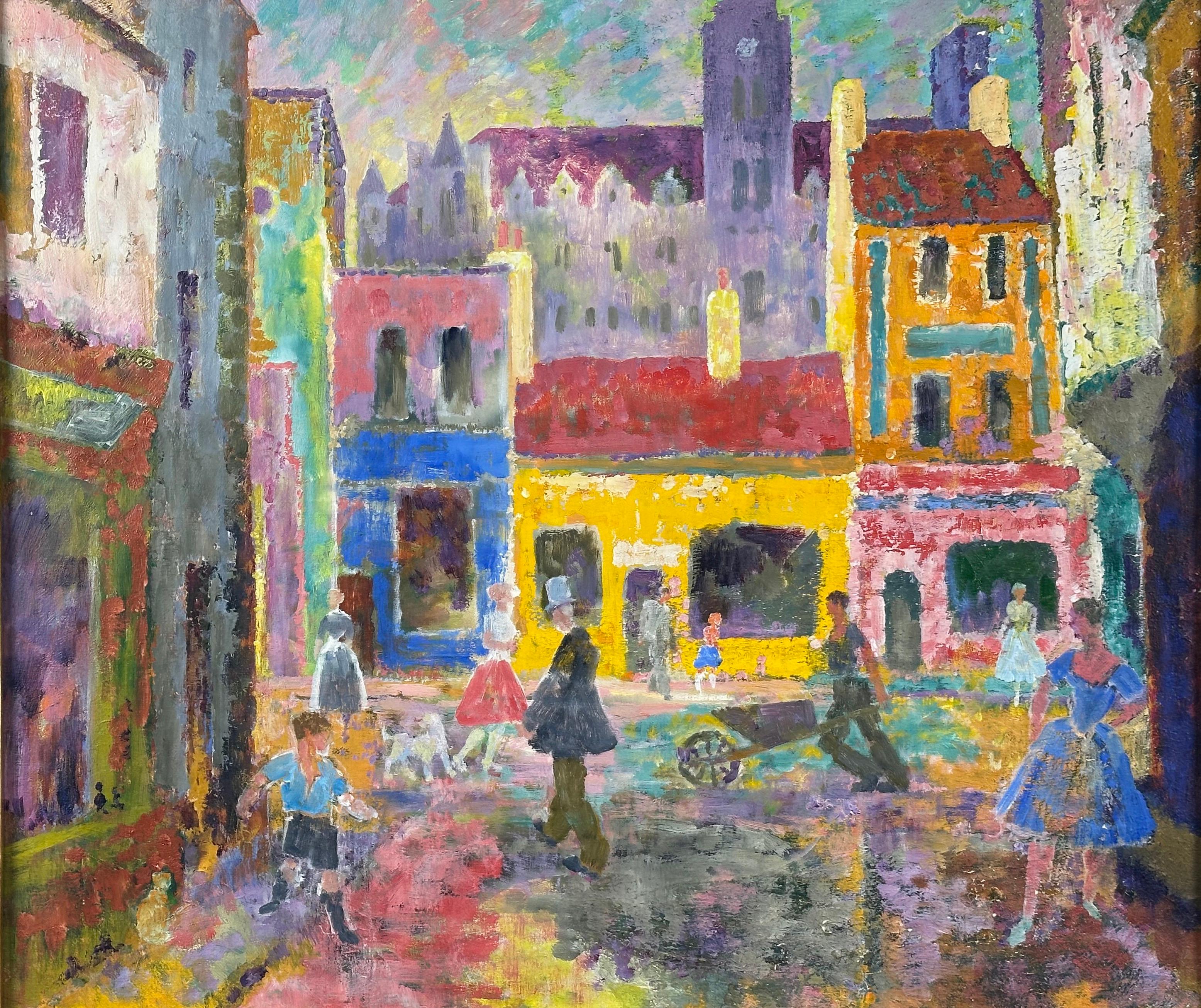 Il Conclave (Scena di strada francese) - Painting di Orlando Greenwood