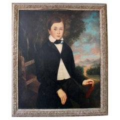 Orlando Hand Bears attribué au portrait d'un garçon devant un paysage