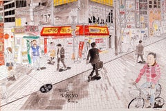 This is Tokyo streets, Mixed Media on Paper