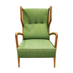 Orlando Orlandi Attributed Pair of High Back Lounge Chairs, 1950s