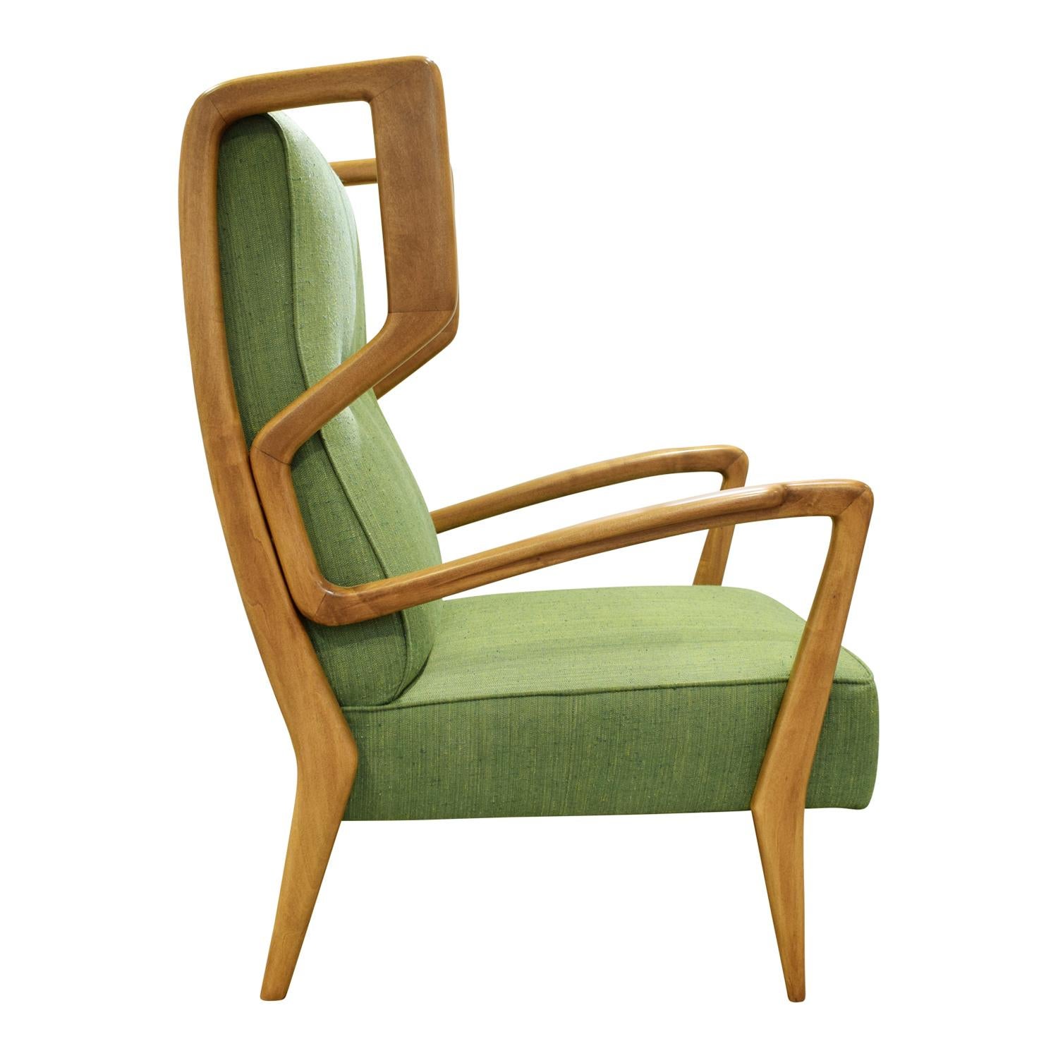 Italian Orlando Orlandi Attributed Pair of High Back Lounge Chairs, 1950s