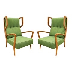 Vintage Orlando Orlandi Attributed Pair of High Back Lounge Chairs, 1950s