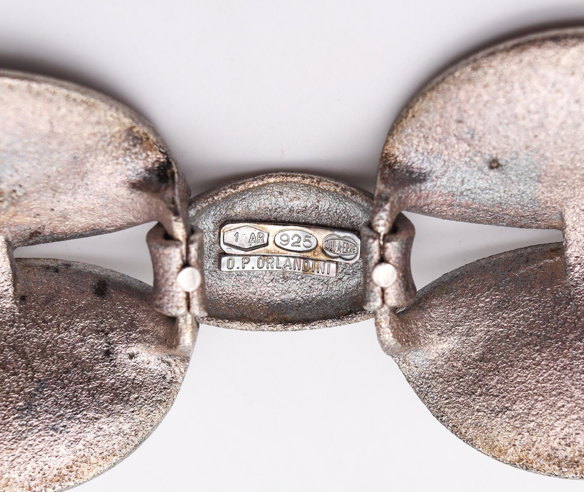 Orlando Orlandini 1970 Italia Bracciale con pavone smaltato in A. Silver 925 In condizioni ottime a Miami, FL