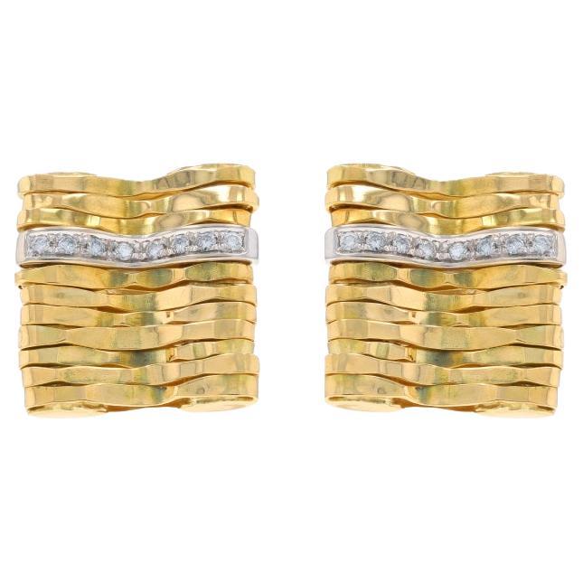 Orlando Orlandini Diamond Large Stud Earrings - Yellow Gold 18k Rd .16ctw Square For Sale
