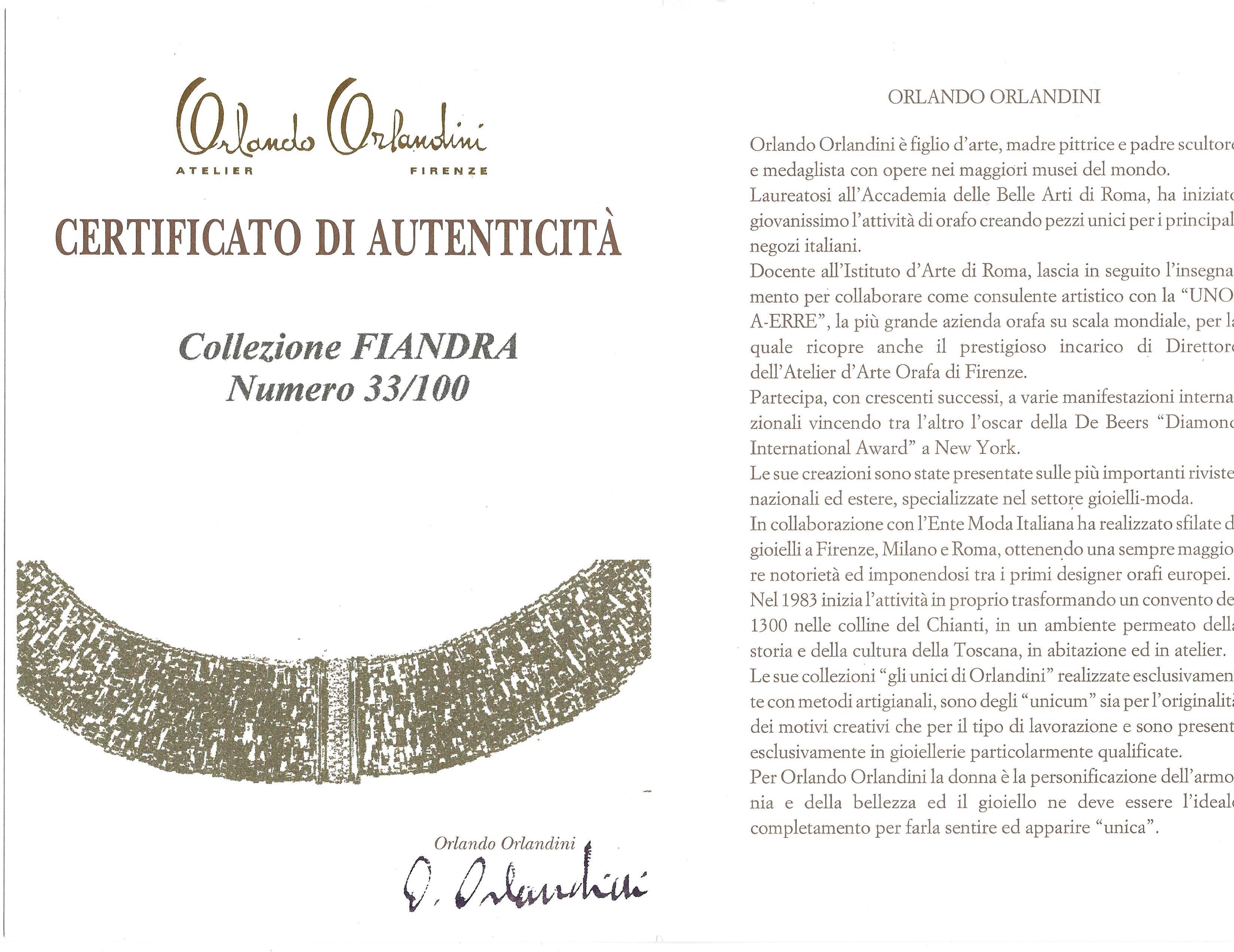 Women's or Men's Orlando Orlandini Fiandra Wide Woven Link Gold Necklace