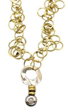 Orlando Orlandini Scintille Interlocking Circle Diamond Necklace 18 Karat Gold