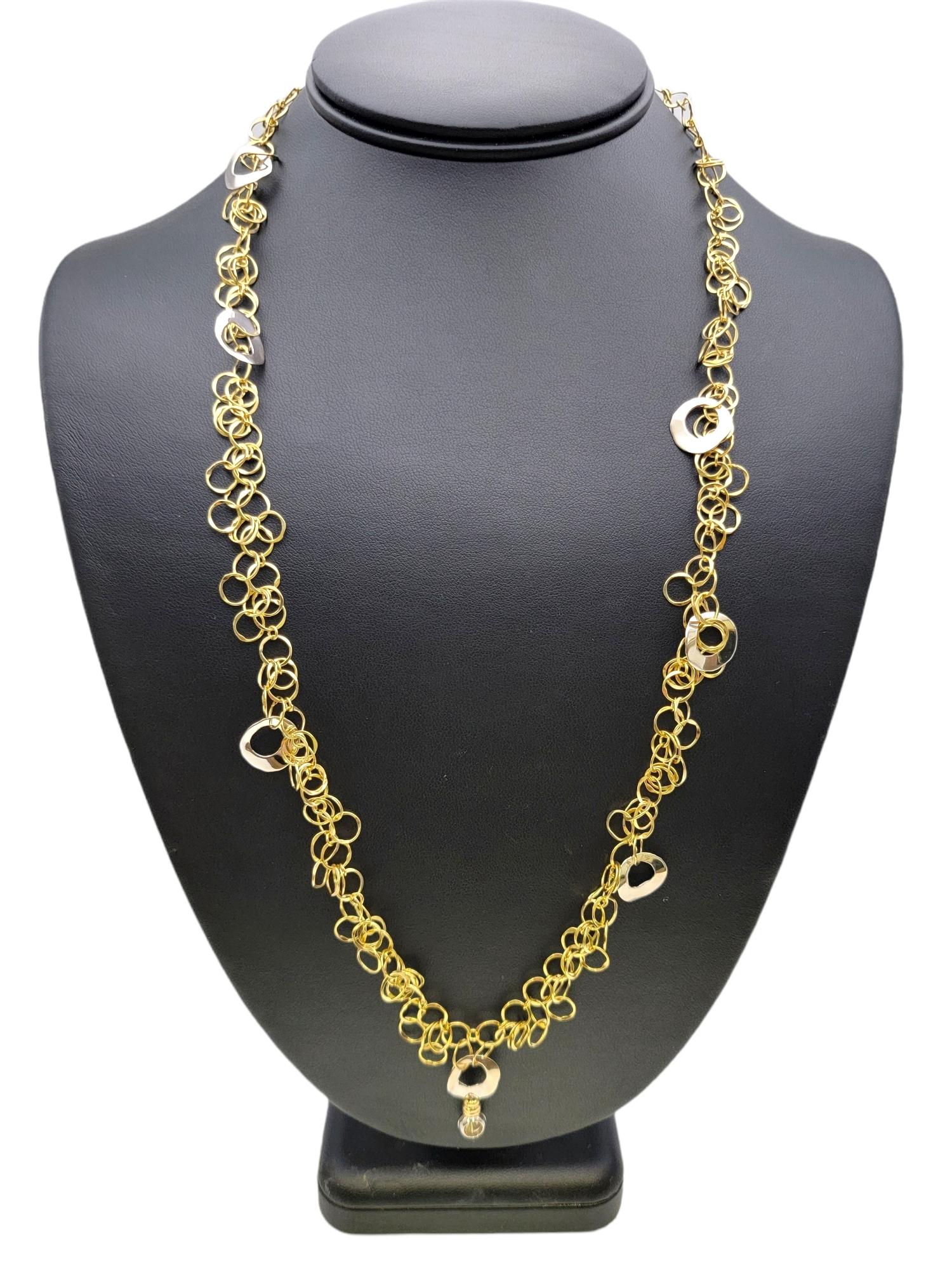 Orlando Orlandini Scintille Interlocking Two Tone Circle Necklace with Diamond For Sale 1